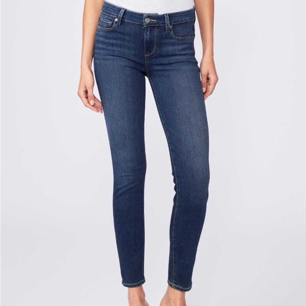 Dark wash skinny jeans. Paige.